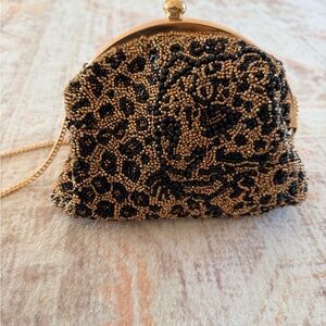 Elegant Black and Gold Beaded Clutch